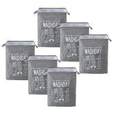 Kuber Industries Laundry Basket For Clothes|Foldable Laundry Hamper|Basket For Toys, Dirty clothes, Storage "45 LTR"-Pack of 6 (Grey)